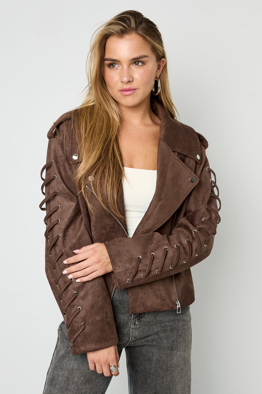 Wildlederjacke mit Schnürung h5Bild9
